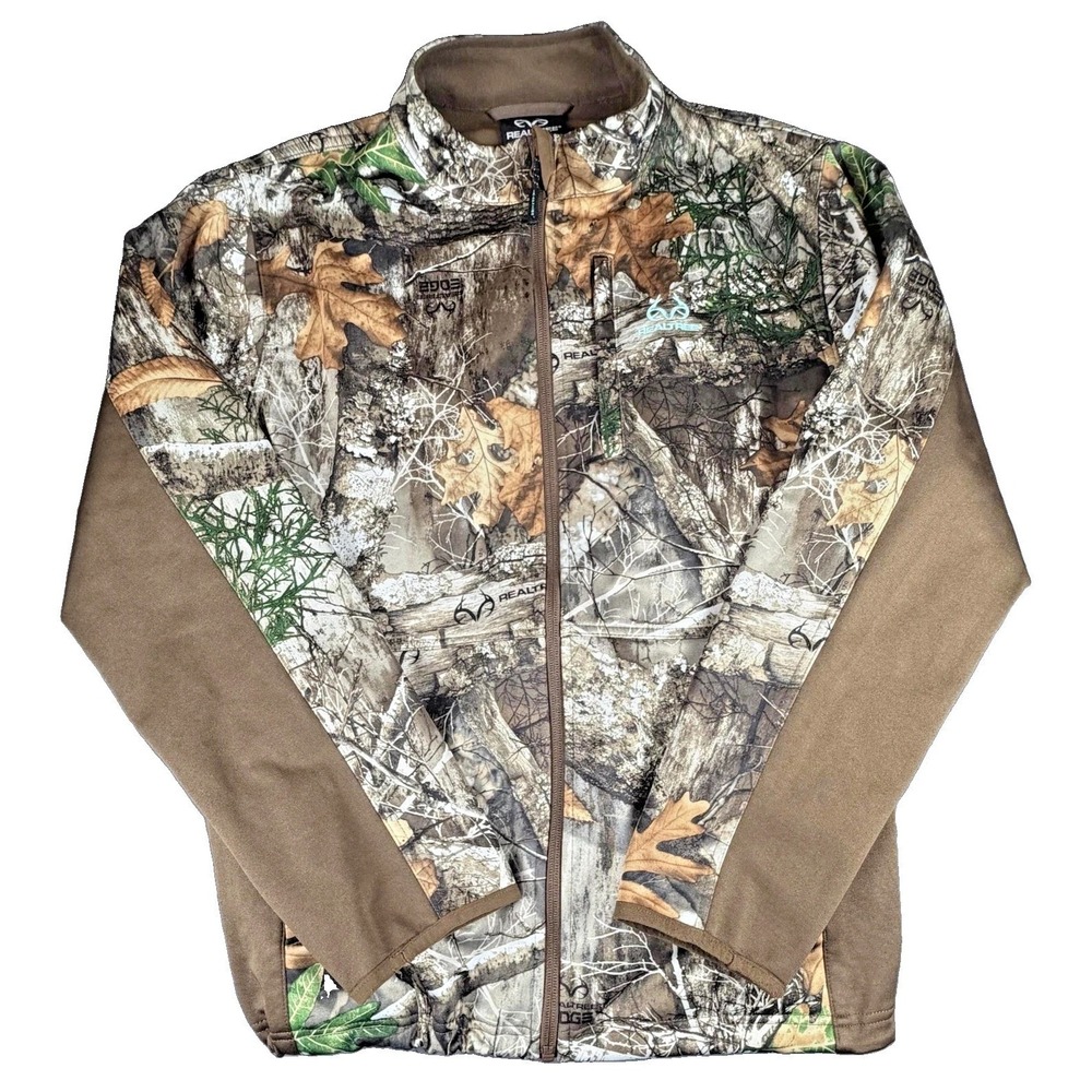 Realtree EDGE Women's XL 16/18 Full Zip Softshell Hunting Jacket Dark Earth Camo